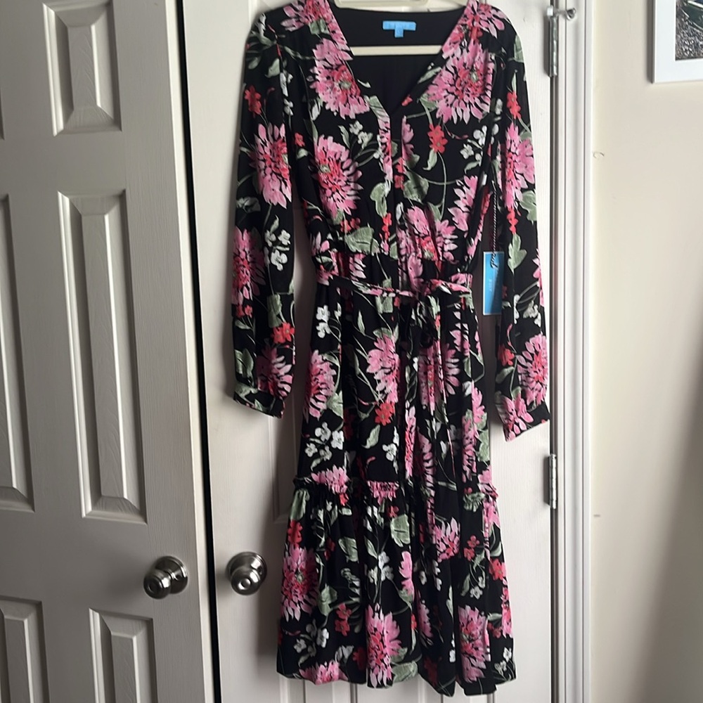 Draper James Floral Black and Pink Women's Dress
